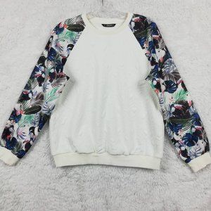 Shein Womens Sweater Pullover White Multi Long Sleeve Crew Neck Tight‎ Knit S